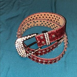 Red Rhinestone Embellished Belt